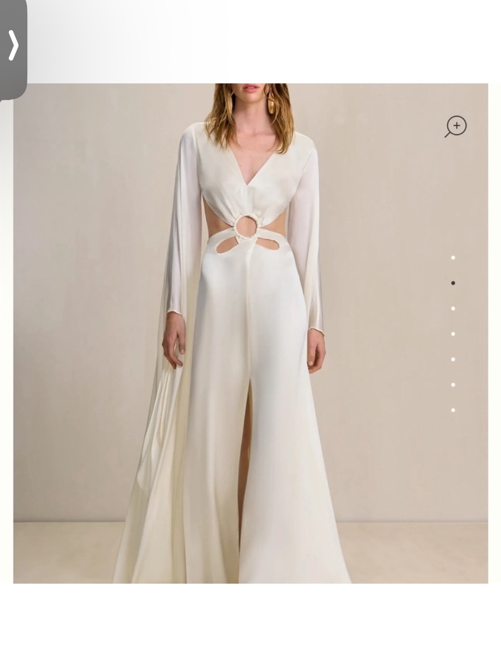 NWT cult Gaia JASMIN gown dress sold out ivory silk long sleeve cut out SMALL